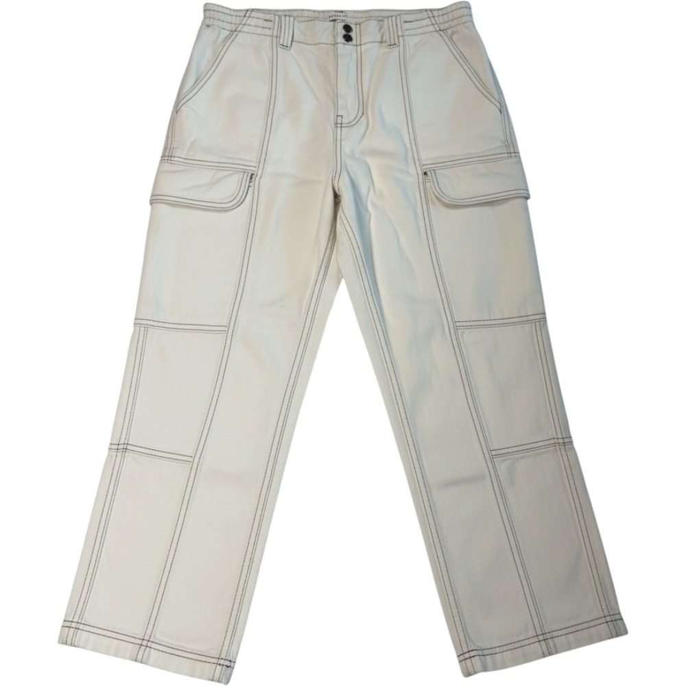 PacSun Off White Cream Cargo Pants Contrast Stitch Utility Denim Mens Large